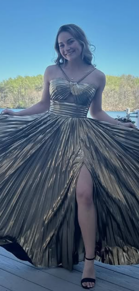 Elegant Gold A-line Slit Long Formal Gown to Impress,WGP1935