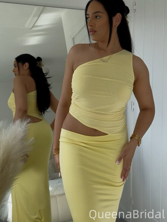 Sexy Yellow Mermaid One-shoulder Long Formal Gown to Impress,WGP1944