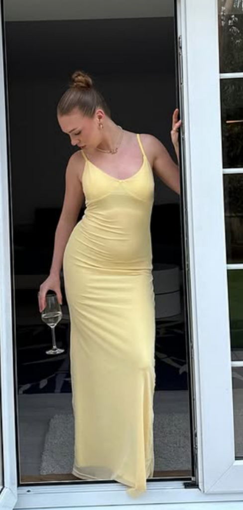 Elegant Yellow Spaghetti Straps Mermaid Long Formal Gown to Impress,WGP1937