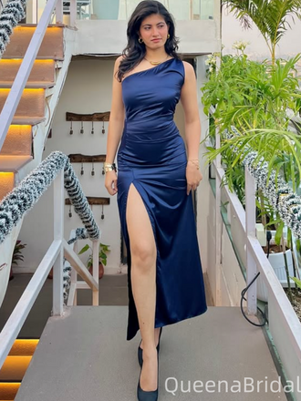 Sexy Blue One-shoulder Slit Long Formal Gown to Impress,WGP1946