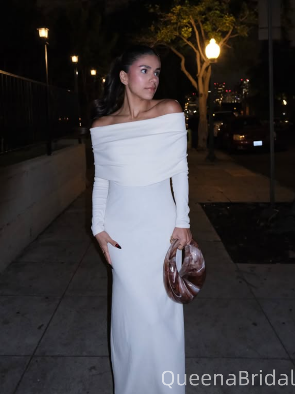 Sexy White Off-shoulder Mermaid Long Formal Gown to Impress,WGP1948