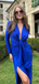 Popular Blue V-neck Long Sleeve Mermaid Long Formal Gown to Impress,WGP1953