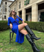 Popular Blue V-neck Long Sleeve Mermaid Long Formal Gown to Impress,WGP1953