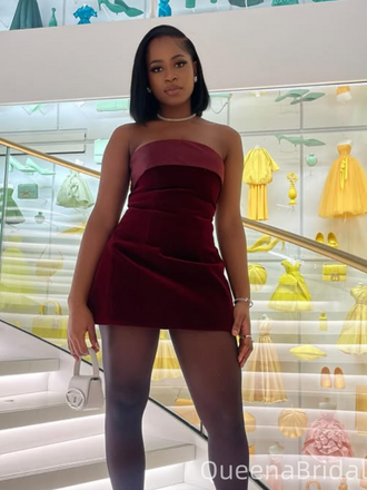 Popular Red Straight Across Homecoming Dress Graduation Party Dress , QB0950