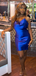 Elegant Blue Spaghetti Straps Homecoming Dress Graduation Party Dress , QB0949