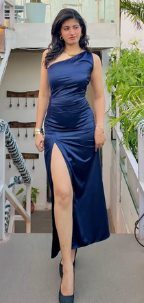 Sexy Blue One-shoulder Slit Long Formal Gown to Impress,WGP1946