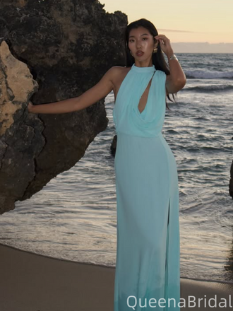 Sexy Green A-line High-neck Long Formal Gown to Impress,WGP1966