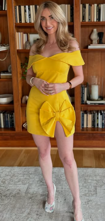 Popular Yellow Off-shoulder Bow Homecoming Dress Graduation Party Dress , QB0951