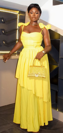 Popular Yellow A-line Spaghetti Straps Bow Long Formal Gown to Impress,WGP1956