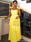 Popular Yellow A-line Spaghetti Straps Bow Long Formal Gown to Impress,WGP1956
