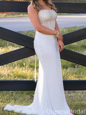 Popular White Mermaid Sweetheart Long Formal Gown to Impress,WGP1973