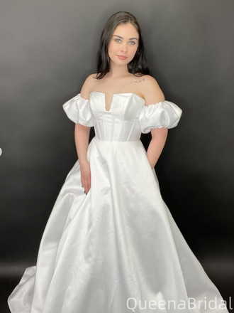Popular White Off-shoulder A-line Long Formal Gown to Impress,WGP1975