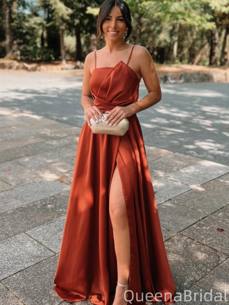 Popular Brown Spaghetti Straps Long Formal Gown to Impress,WGP1980