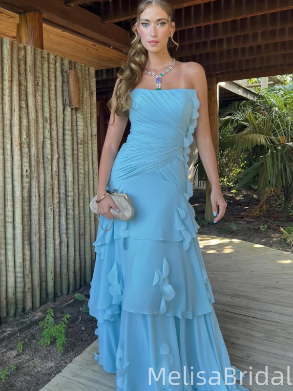 Popular Blue Straight Across A-line Long Formal Gown to Impress,WGP1977
