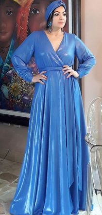 Popular Blue A-line Long Sleeve Long Formal Gown to Impress,WGP1970