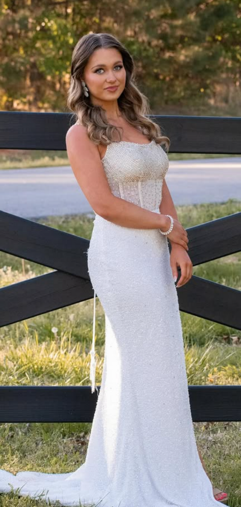 Popular White Mermaid Sweetheart Long Formal Gown to Impress,WGP1973