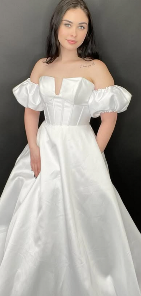 Popular White Off-shoulder A-line Long Formal Gown to Impress,WGP1975
