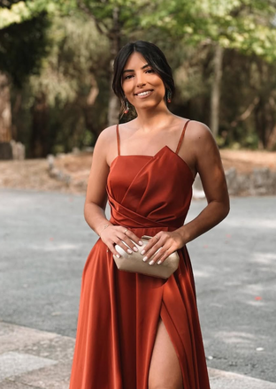 Popular Brown Spaghetti Straps Long Formal Gown to Impress,WGP1980