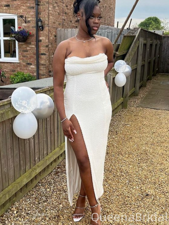 Popular White Slit Mermaid Long Formal Gown to Impress,WGP1982