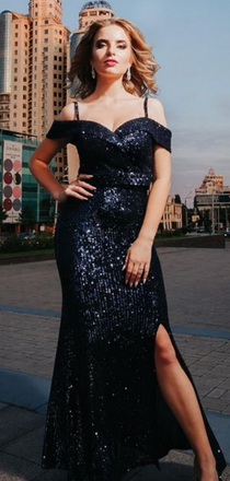 Popular Black Slit Mermaid Long Formal Gown to Impress,WGP1983