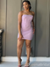 Elegant Purple Straight Aross Homecoming Dress Graduation Party Dress , QB0960