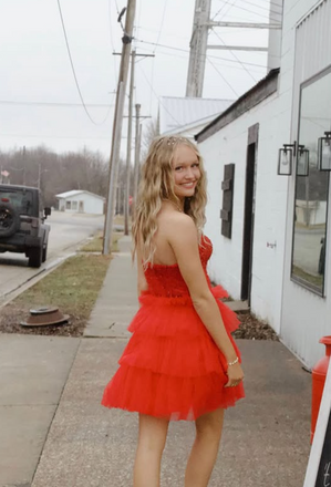 Elegant Red Sweetheart Homecoming Dress Graduation Party Dress , QB0961