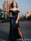 Popular Black Slit Mermaid Long Formal Gown to Impress,WGP1983
