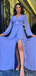 Popular Purple Long Sleeve Slit Long Formal Gown to Impress,WGP1990
