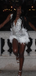 Sparkly White V-neck Homecoming Dress Graduation Party Dress , QB0964