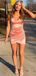 Elegant Pink Spaghetti Straps Homecoming Dress Graduation Party Dress , QB0959