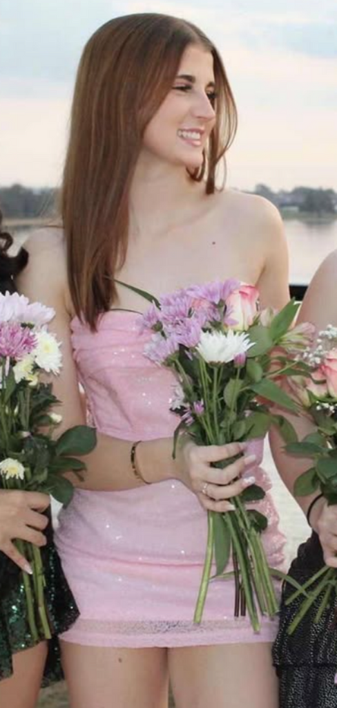 Elegant Pink Straight Across Homecoming Dress Graduation Party Dress , QB0958