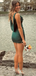 Elegant Green Spaghetti Straps Homecoming Dress Graduation Party Dress , QB0962