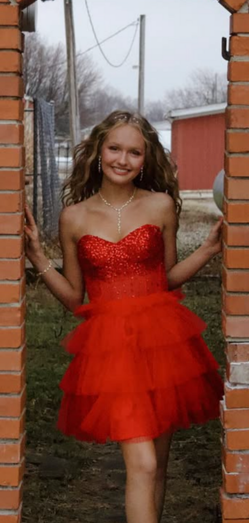 Elegant Red Sweetheart Homecoming Dress Graduation Party Dress , QB0961