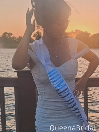 Formal Spaghetti Strap Off-shoulder Sheath Short Mini Homecoming Dress,QB1057