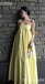 Sexy Yellow Spaghetti Straps A-line Long Party Dress Prom Dresses ,WGP1861