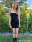 Black Mermaid Spaghetti Straps Graduation Party Short Homecoming Dresses,QB0750