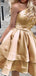 Sexy Brown A-line Charming One Shoulder Short Homecoming Dresses with Ruffles, QB0564