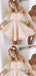 Elegant Light Pink Off-the-shoulder Lace Appliques A-line Short Homecoming Dresses ,QB0660