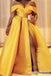 Off Shoulder Yellow Plus Size Sweetheart A-line Long Prom Dresses to Impress with Slit ,WGP1328