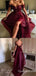 Charming Lace Appliques High Low Open Back Burgundy Off-the-shoulder Sweetheart Evening Gown Long Formal Dresses Prom Dresses,WGP786