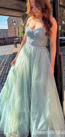 Gorgeous Strapless A-line Long Prom Dress Ideas, Evening Party Dresses,WGP2136