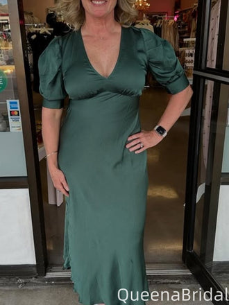 Casual Short Sleeves Mermaid Long Prom Dress Ideas, Evening Party Dresses,WGP2137