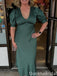 Casual Short Sleeves Mermaid Long Prom Dress Ideas, Evening Party Dresses,WGP2137