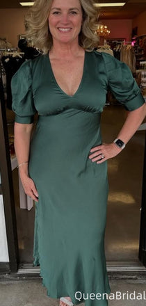 Casual Short Sleeves Mermaid Long Prom Dress Ideas, Evening Party Dresses,WGP2137