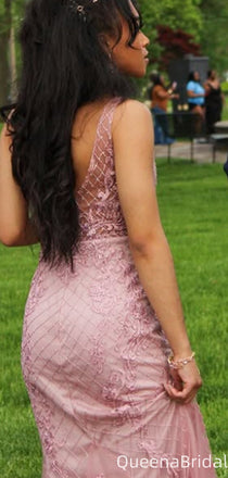 Gorgeous V-neck Lace Mermaid Long Prom Dress Ideas, Evening Party Dresses,WGP2142