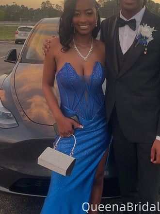 Sexy Strapless V-neck Mermaid Long Prom Dress Ideas, Evening Party Dresses,WGP2144