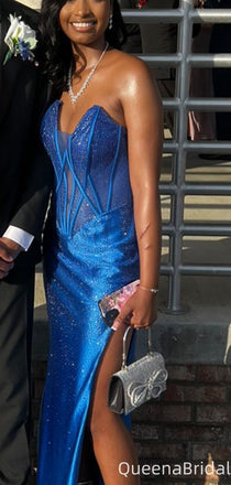 Sexy Strapless V-neck Mermaid Long Prom Dress Ideas, Evening Party Dresses,WGP2144