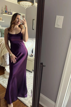 Sexy Purple  Mermaid Spaghetti Strap Long Prom Dresses,WGP432