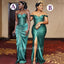 Sexy Green Elastic Satin Beading Simple Cheap Mermaid Long Bridesmaid Dresses , BDS0220