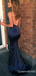 Blue Spaghetti Straps V Neck Mermaid Long Prom Dresses to Impress ,WGP1329